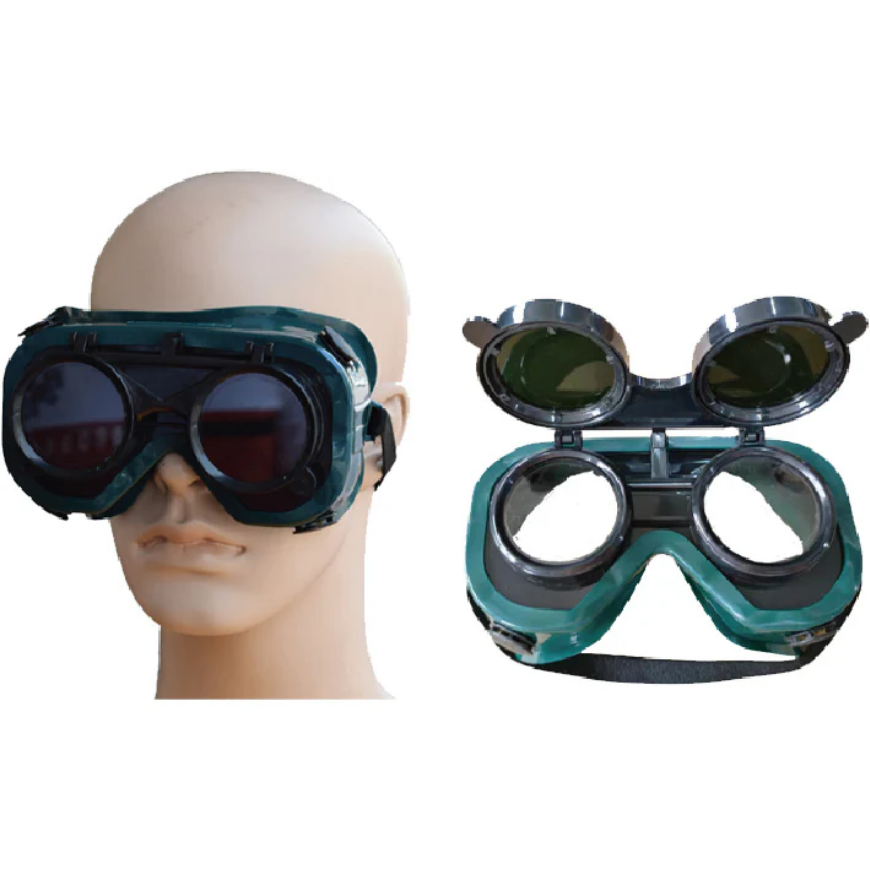 Gladious Welding Goggles with Ventilated brow guard, Green Frame, Dark lens