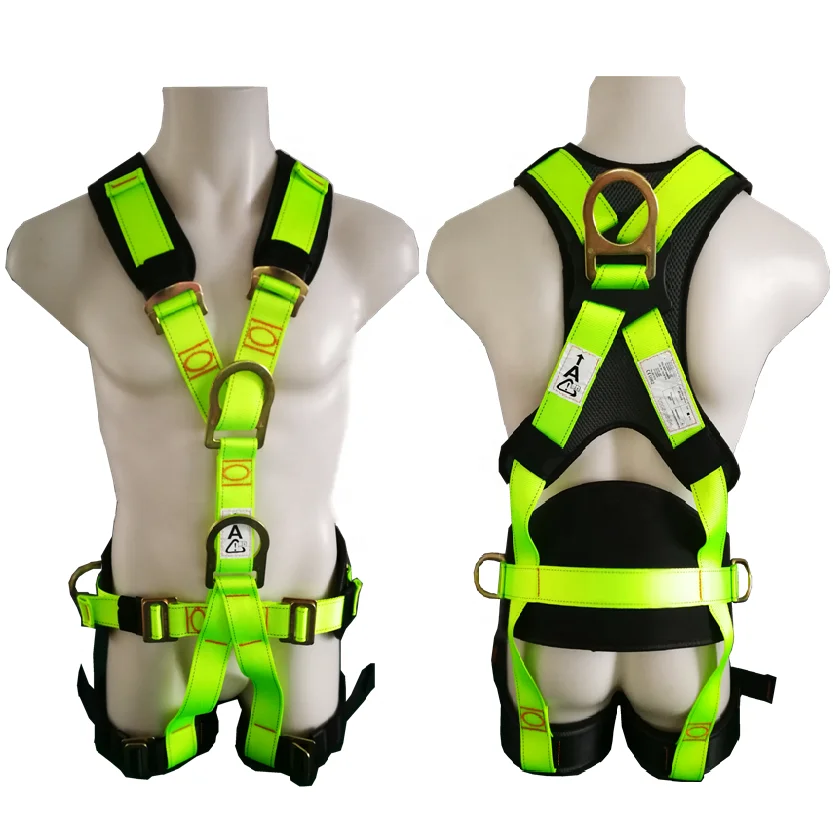 work at height full body protection safety harness with double hook lanyard EN361:2002.