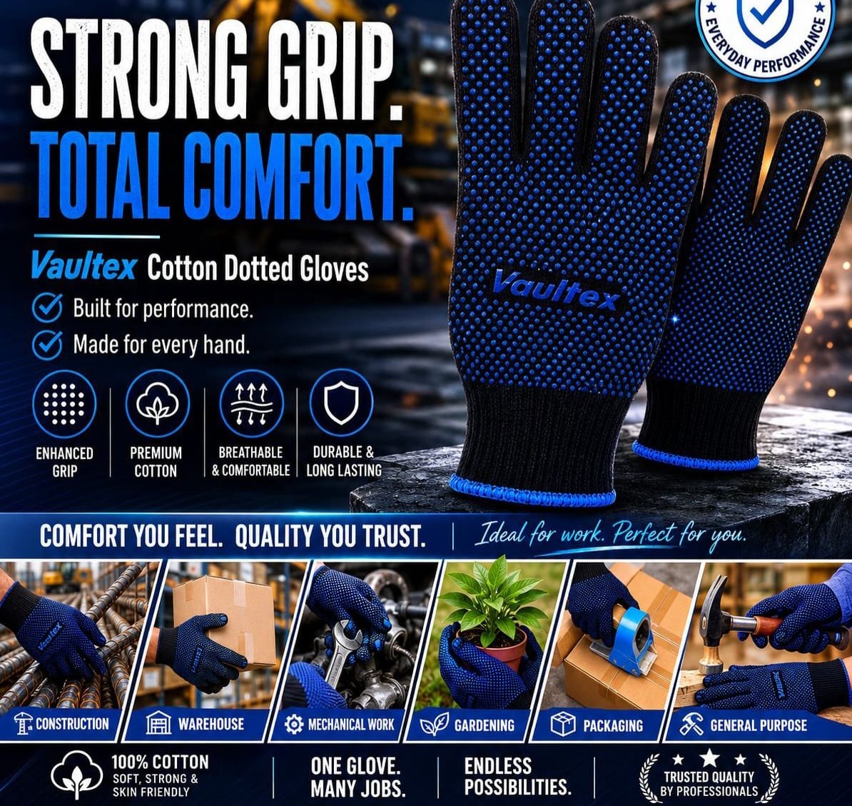 Vaultex dotted cotton gloves