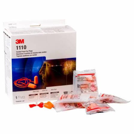 3M 1110 Corded Foam Disposable Noise Reduction Ear Plugs